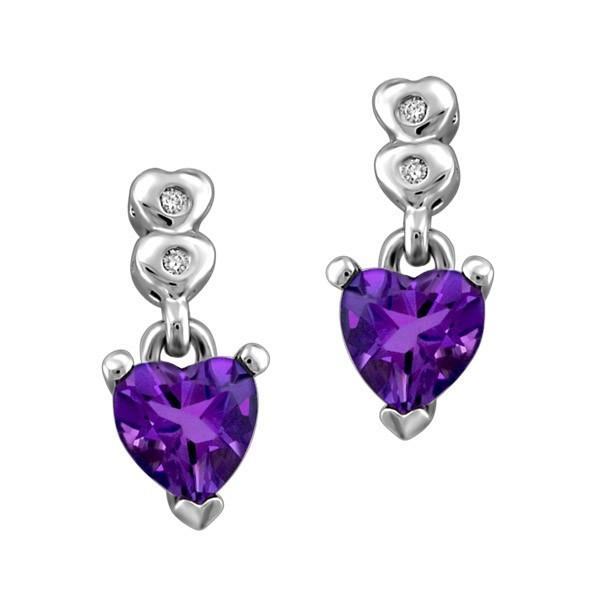 SILVER DIAMOND AND AMETHYST EARRINGS EAR-SIL-0891