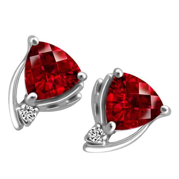 WHITE GOLD DIAMOND AND GARNET EARRINGS EAR-GEM-1150