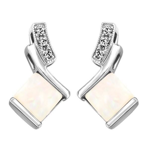 WHITE GOLD DIAMOND AND OPAL EARRINGS EAR-GEM-1172