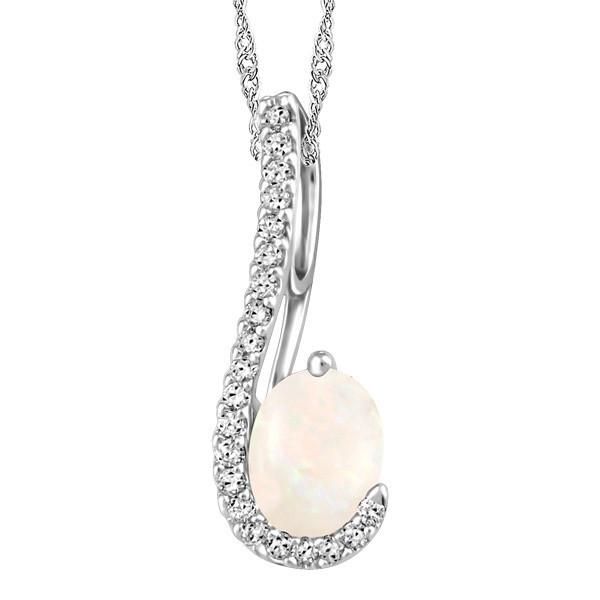 WHITE GOLD DIAMOND AND OPAL PENDANT PEN-GEM-1896