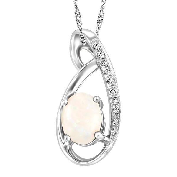 WHITE GOLD DIAMOND AND OPAL PENDANT PEN-GEM-1909