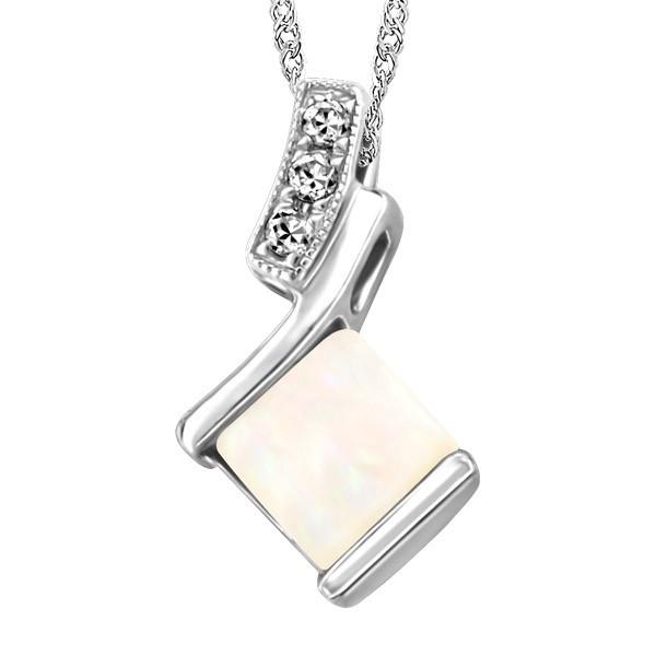 WHITE GOLD DIAMOND AND OPAL PENDANT PEN-GEM-1929