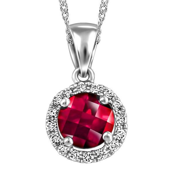 WHITE GOLD DIAMOND AND RUBY PENDANT PEN-GEM-1939
