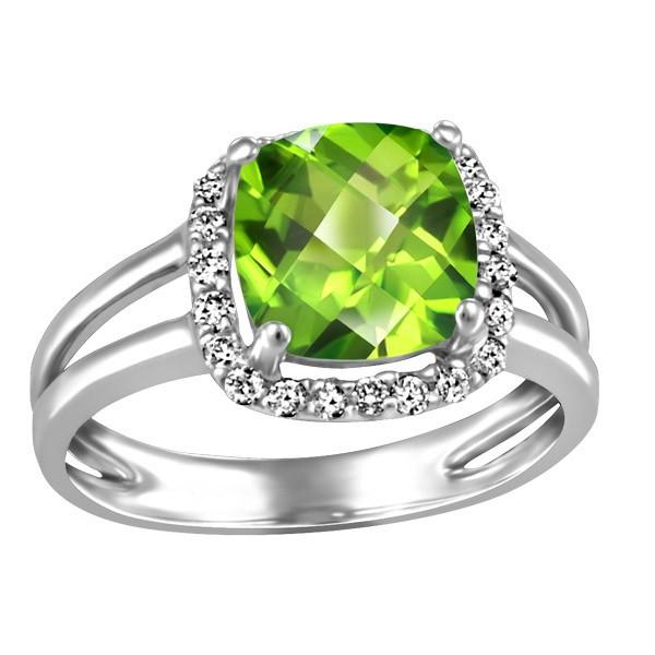 WHITE GOLD DIAMOND AND PERIDOT RING RIN-LGM-2610