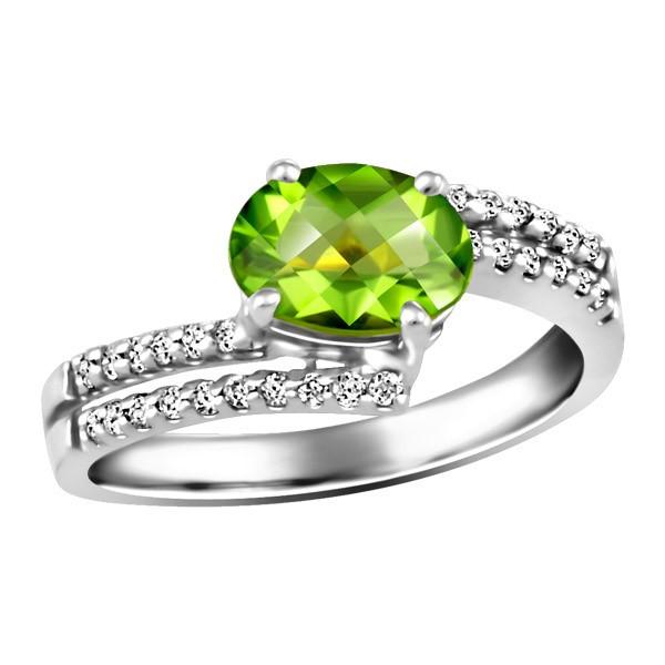 WHITE GOLD DIAMOND AND PERIDOT RING RIN-LGM-2627