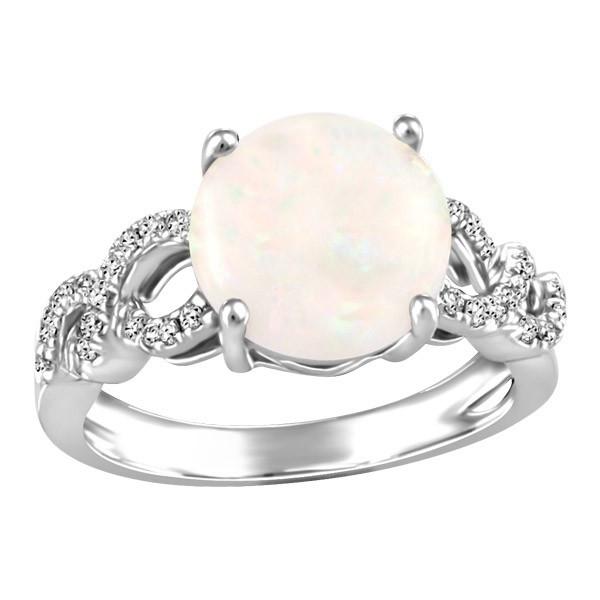 WHITE GOLD DIAMOND AND OPAL RING RIN-LGM-2658