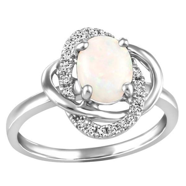 WHITE GOLD DIAMOND AND OPAL RING RIN-LGM-2659