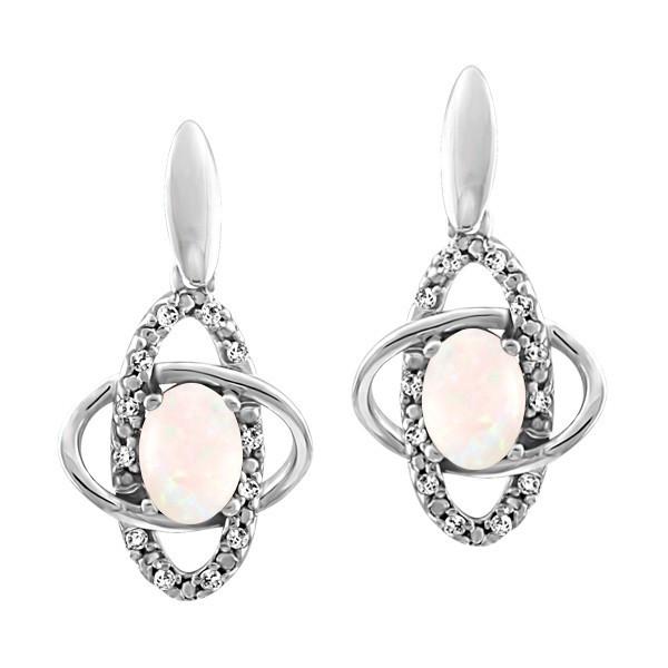 WHITE GOLD DIAMOND AND OPAL EARRINGS EAR-GEM-1151