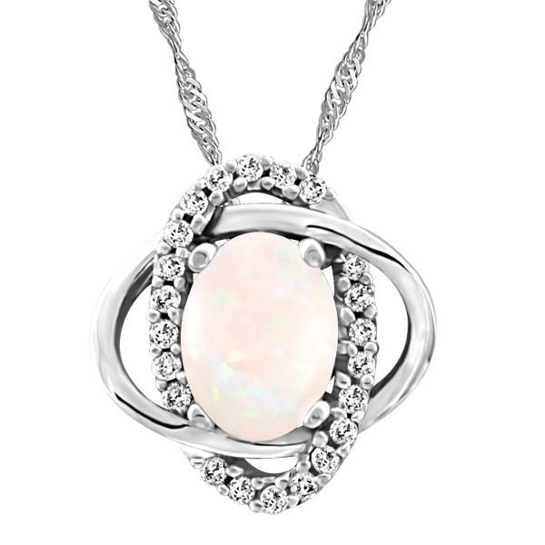 WHITE GOLD DIAMOND AND OPAL PENDANT PEN-GEM-1882