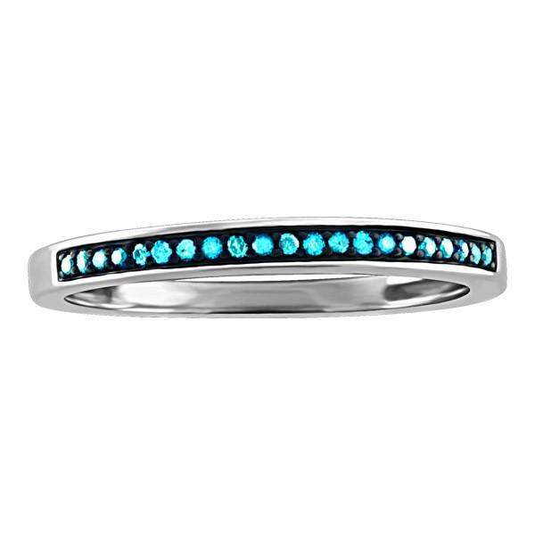 WHITE GOLD STACKABLE BLUE DIAMOND RING RIN-LDI-2179