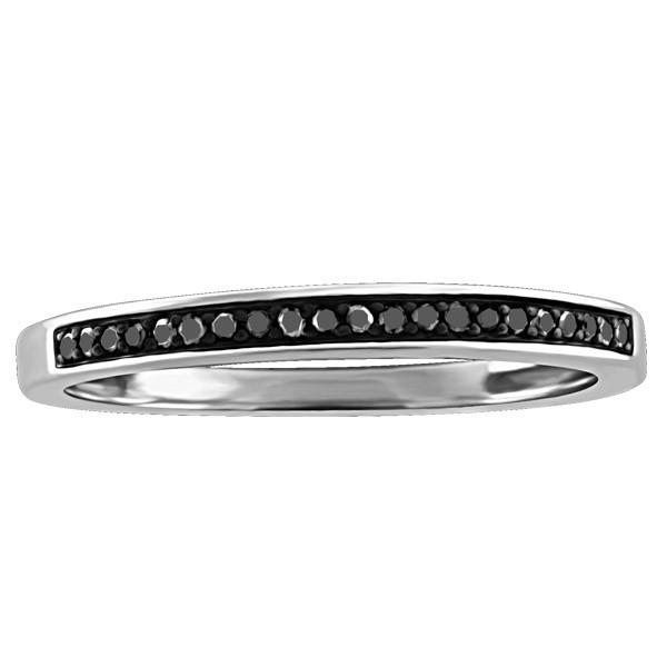 WHITE GOLD STACKABLE BLACK DIAMOND RING RIN-LDI-2181