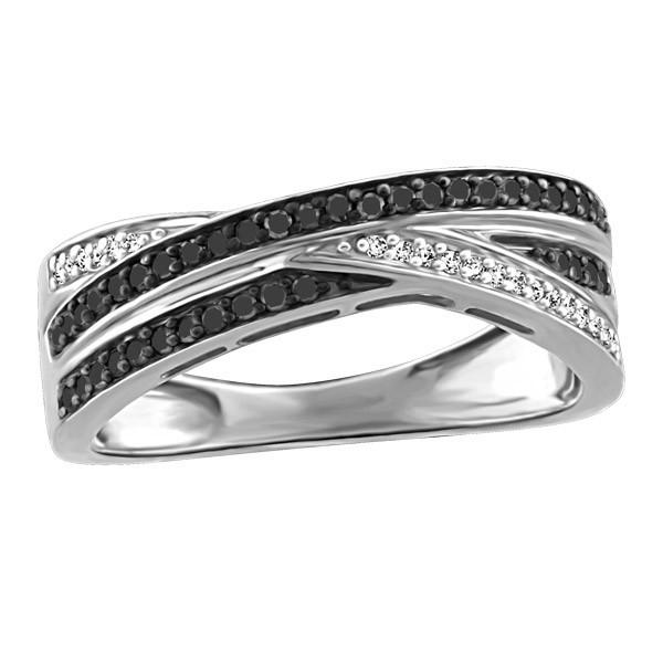 WHITE GOLD BLACK DIAMOND RING RIN-LDI-2180