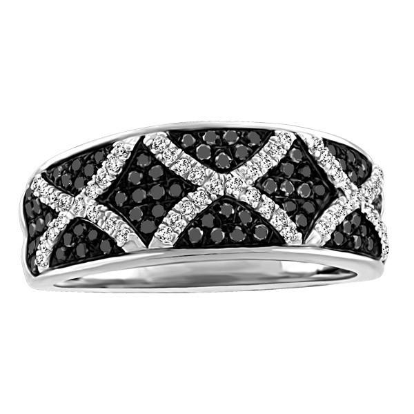 WHITE GOLD BLACK DIAMOND RING RIN-LDI-2188
