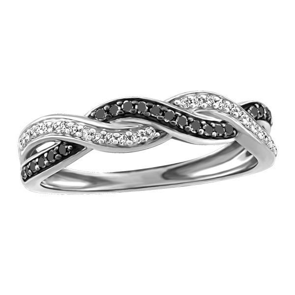 WHITE GOLD BLACK DIAMOND RING RIN-LDI-2178
