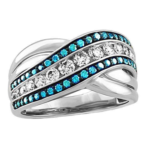 WHITE GOLD BLUE DIAMOND RING RIN-LDI-2162