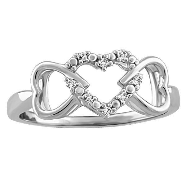 SILVER DIAMOND HEART RING RIN-SIL-0361