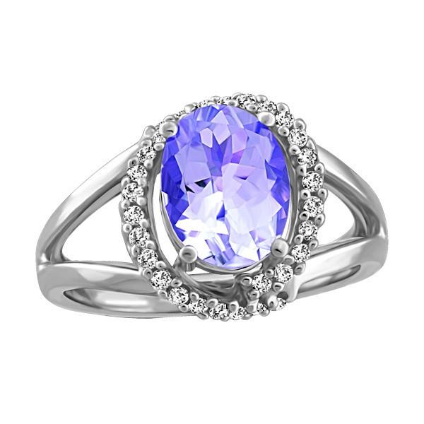 WHITE GOLD DIAMOND AND TANZANITE RING