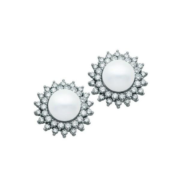 DIAMOND PEARL EARRINGS   EAR-GEM-0839