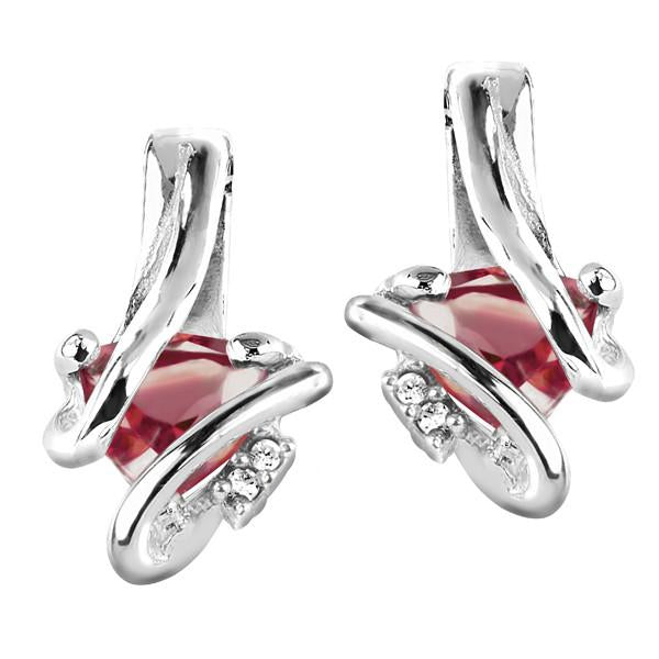 Silver Diamond And Ruby Earrings