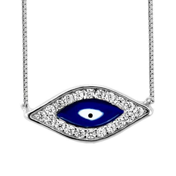 18" Silver Cubic Zirconia "EVIL Eye" Necklace