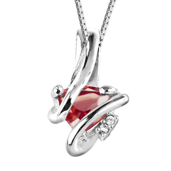 Silver Diamond And Garnet Pendant