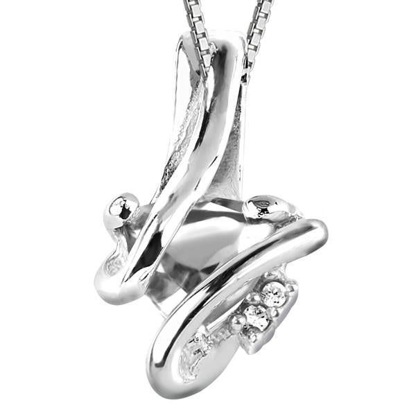Silver Diamond And White Topaz Pendant