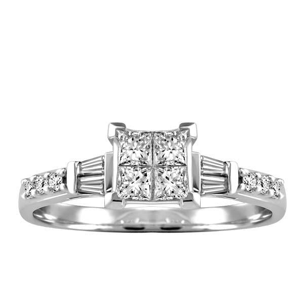 White Gold Princess Cut Diamond Engagement Ring