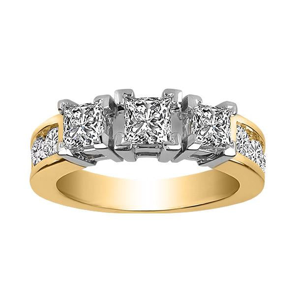 Gold 1.00 Carat 3 Diamond Engagement Ring