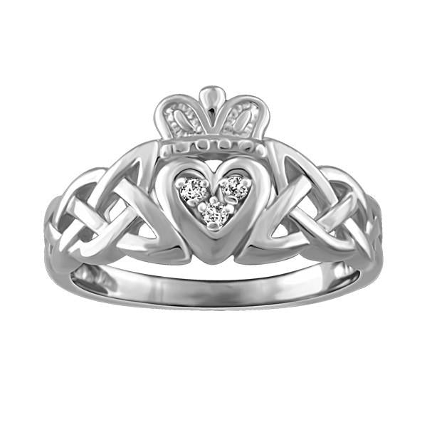 White Gold Diamond Claddagh Ring