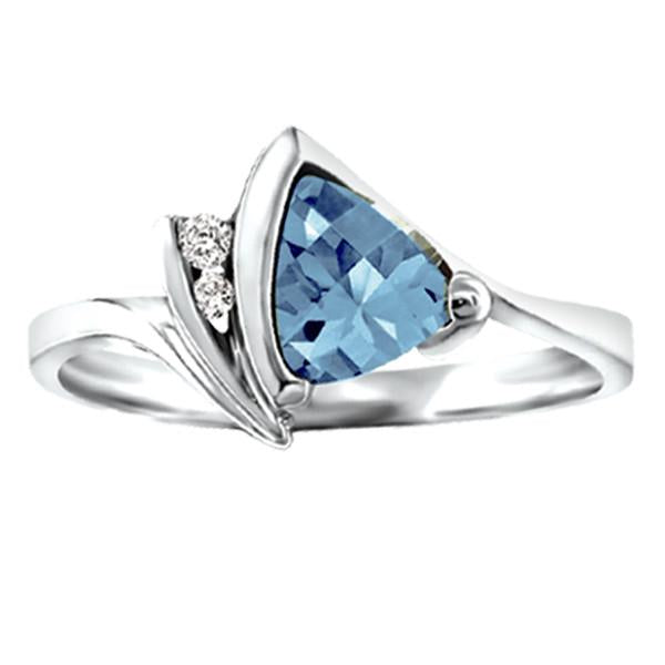 White Gold Diamond Blue Topaz Ring