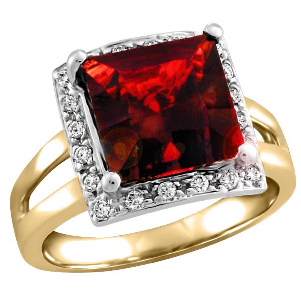 Two Tone Diamond Garnet Ring