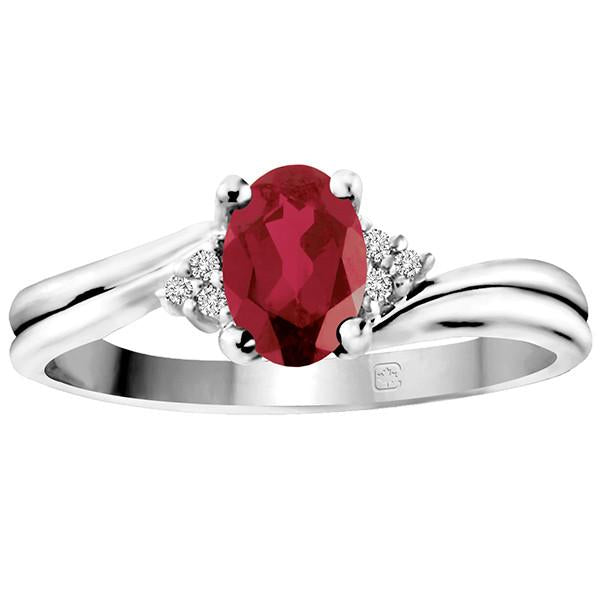 White Gold Diamond And Ruby Ring