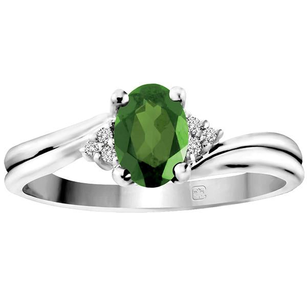 White Gold Diamond And Emerald Ring