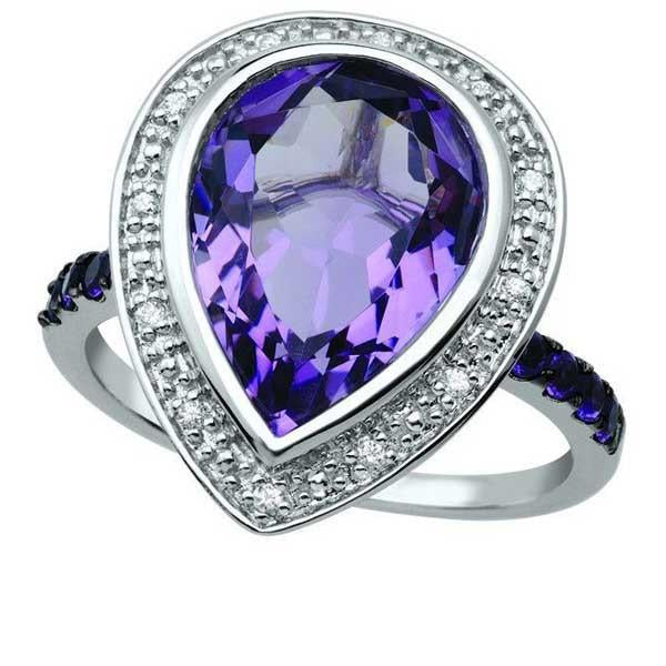 White Gold Diamond Amethyst Ring