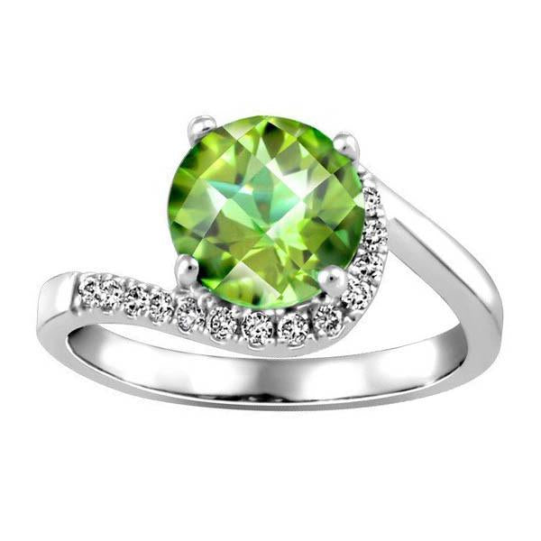 White Gold Diamond And Peridot Ring