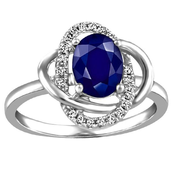 White Gold Diamond And Sapphire Ring