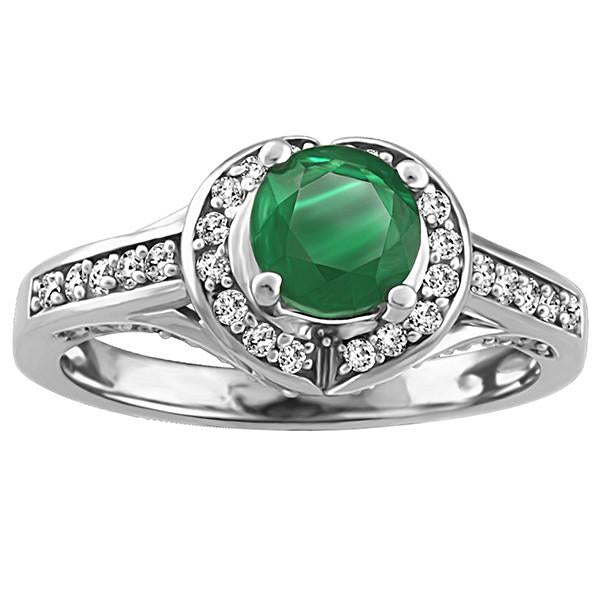 White Gold Diamond And Emerald Ring
