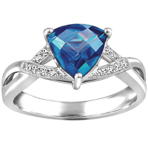 White Gold Diamond And Blue Topaz Ring