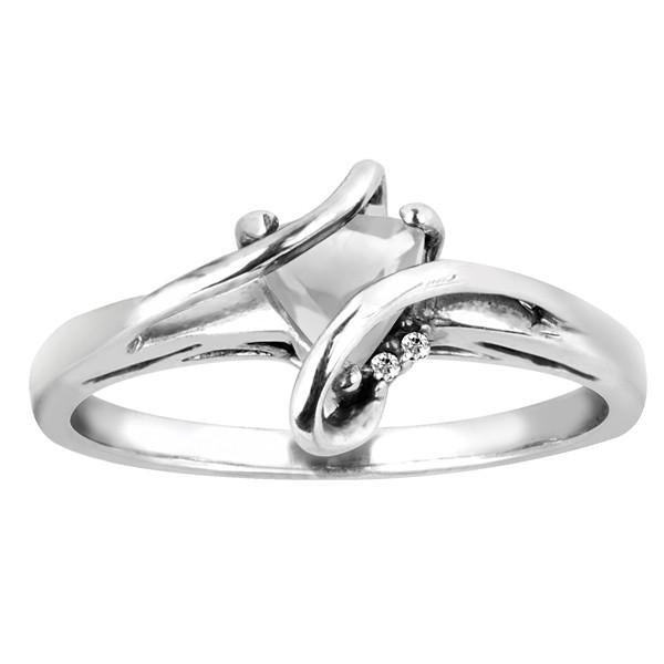 Silver Diamond And White Topaz Ring