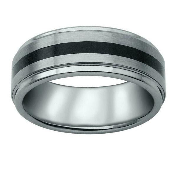 Mens Brushed Metal Tungsten Carbide Wedding Ring
