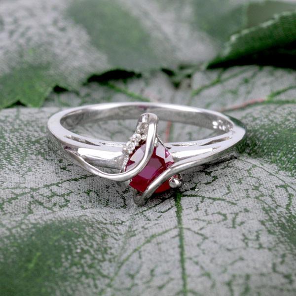 Silver Diamond And Ruby Ring